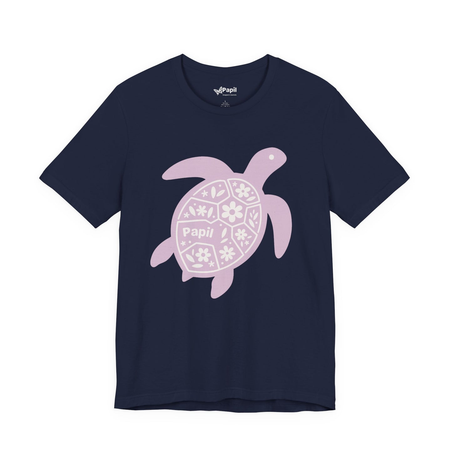 Shell Yeah! Floral Sea Turtle Unisex Graphic Tee Navy