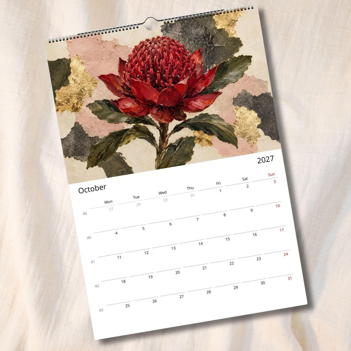 Australian Native Flowers 2027 Wall Calendar | A3 UK Edition Fine Art Botanical Wildflower Calendar
