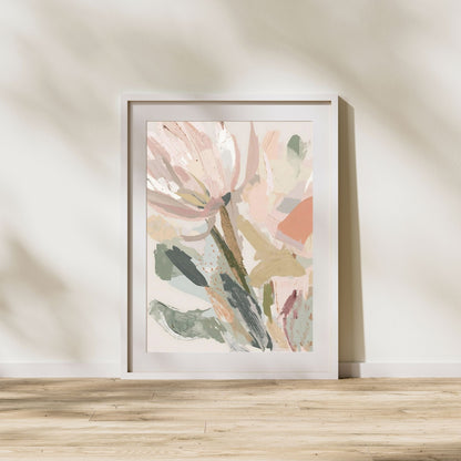 Abstract Floral Canvas Wall Art Print | Modern Minimalist Botanical Painting