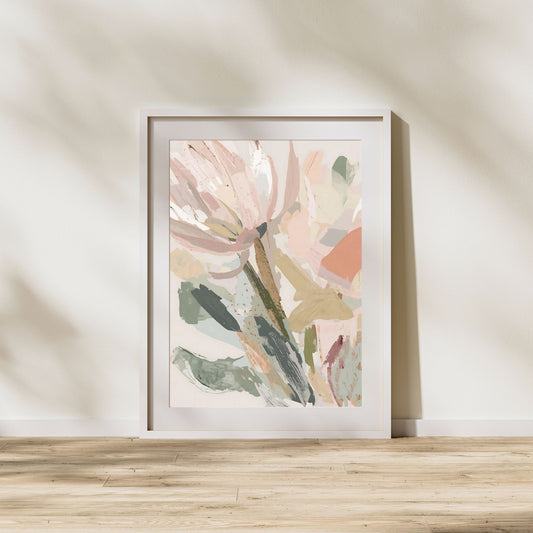 Abstract Floral Canvas Wall Art Print | Modern Minimalist Botanical Painting
