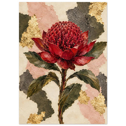 Waratah Australian Native Flower Fine Art Poster 13x18 cm 5x7″