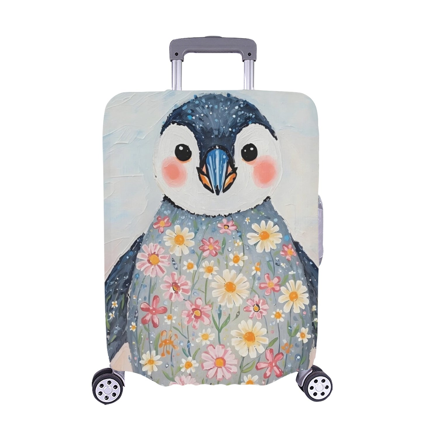 Floral Penguin Luggage Cover One Size ART00019 Luggage Cover (Extra Large) (28"-30")