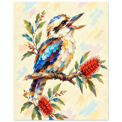 Kookaburra Painted Australian Animal Fine Art Poster 20x25 cm 8x10″