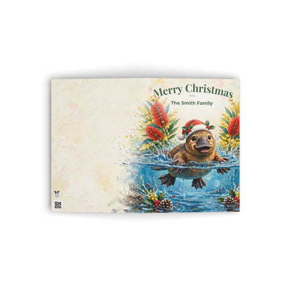Personalised Platypus Christmas Folded Greeting Card | Australian Animals