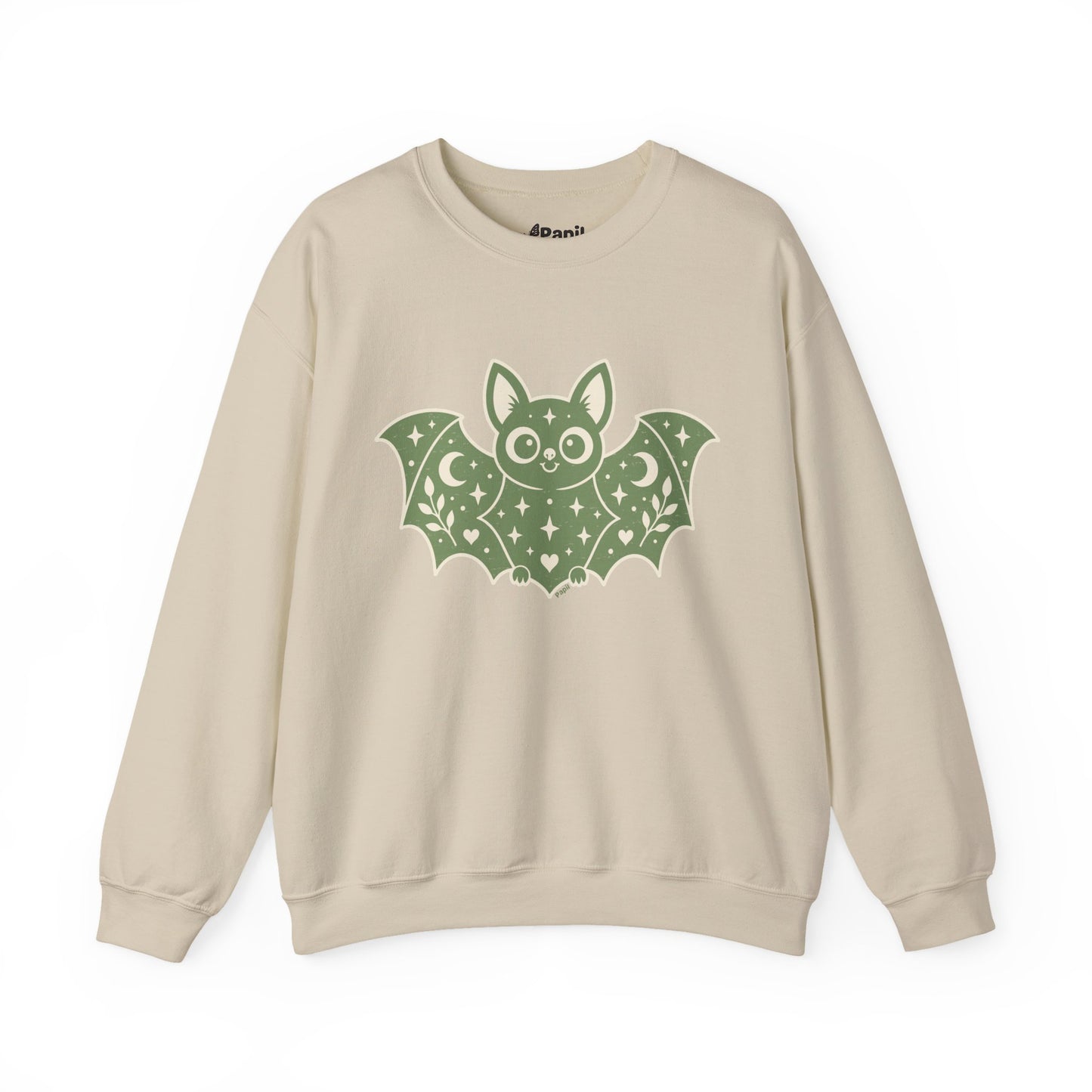 Moonlit Magic — Cute Purple Bat Halloween Crewneck Sweatshirt Sand