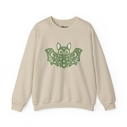 Moonlit Magic — Cute Purple Bat Halloween Crewneck Sweatshirt Sand