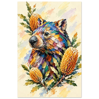 Wombat Painted Australian Animal Fine Art Poster 40x60 cm 16x24″