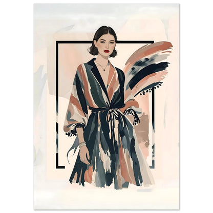 Kimono Chic Fashion Illustration Wall Art Poster A1 (59.4 x 84.1 cm)