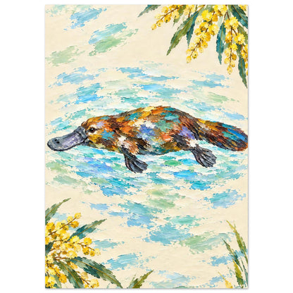 Platypus Painted Australian Animal Fine Art Poster 50x70 cm 20x28″