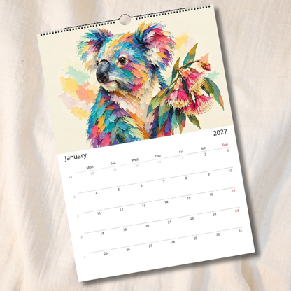 Australian Animals 2027 Wall Calendar | A3 UK Edition Colourful Painted Native Wildlife Calendar