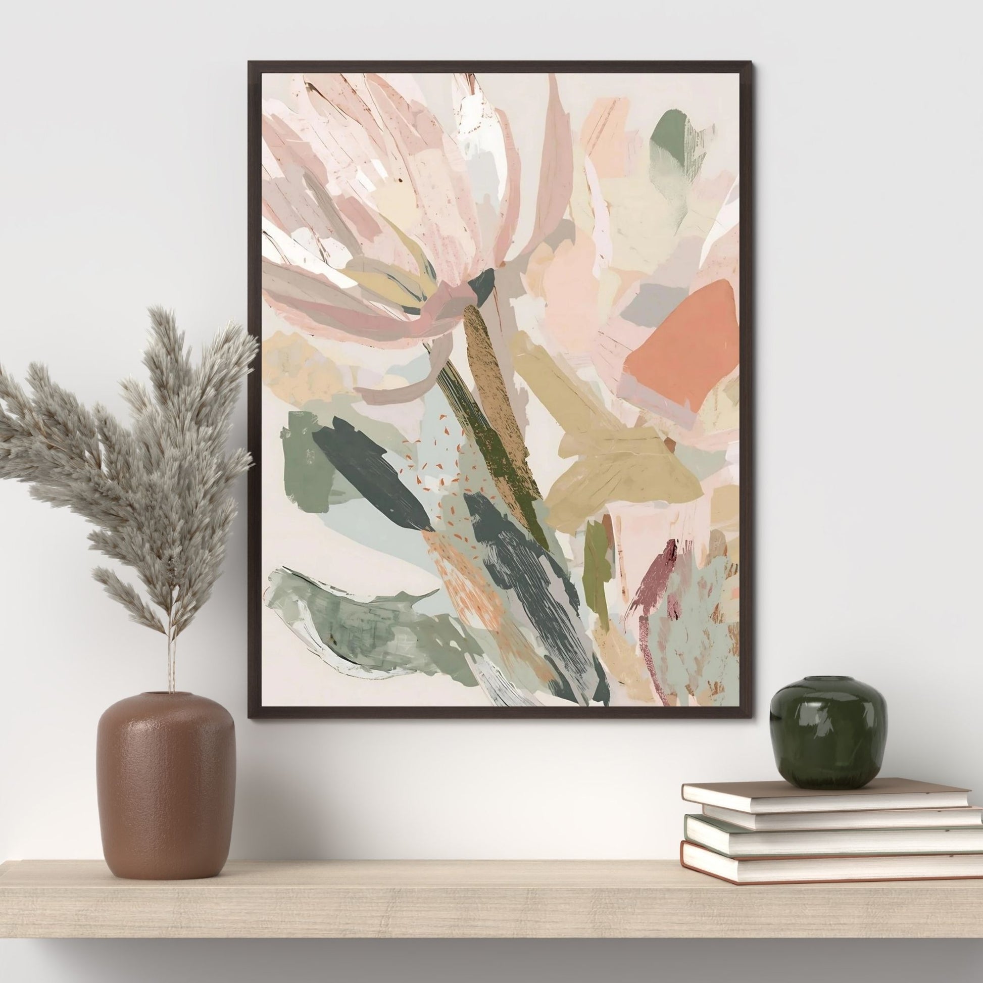Abstract Floral Canvas Wall Art Print | Modern Minimalist Botanical Painting