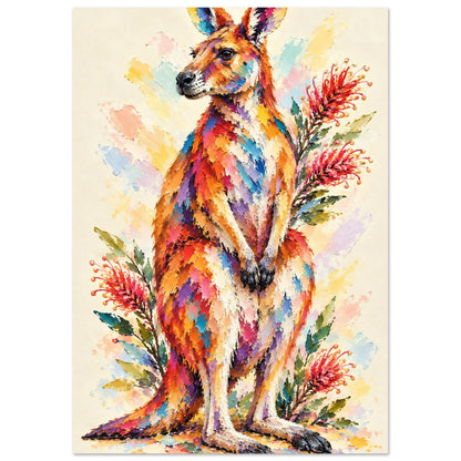 Kangaroo Painted Australian Animal Fine Art Poster 21x29.7 cm 8x12"