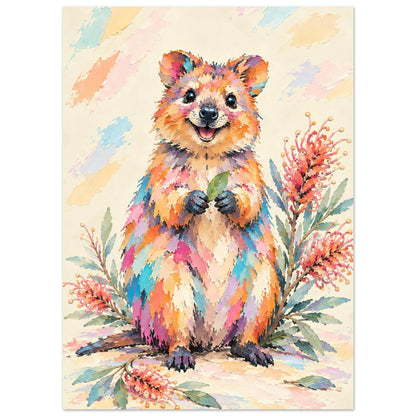 Quokka Painted Australian Animal Fine Art Poster 13x18 cm 5x7″