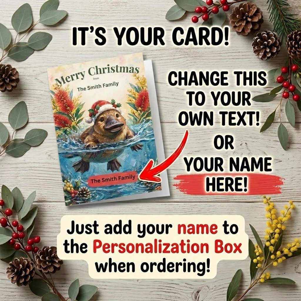Personalised Platypus Christmas Flat Greeting / Note Card | Australian Animals