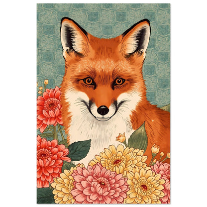 Floral Fox Ukiyo-e Wall Art Poster 60x90 cm 24x36″
