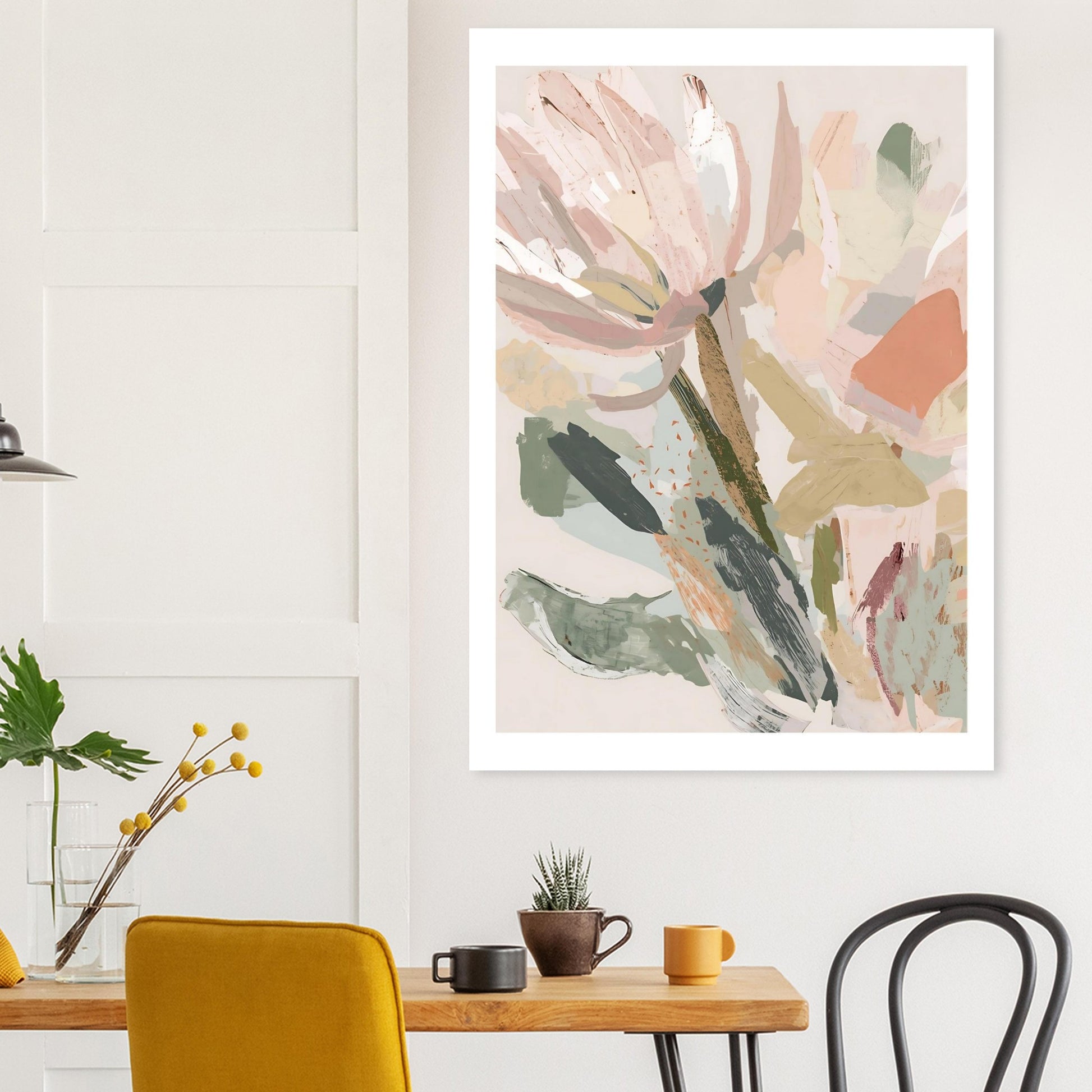 Abstract Floral Canvas Wall Art Print | Modern Minimalist Botanical Painting