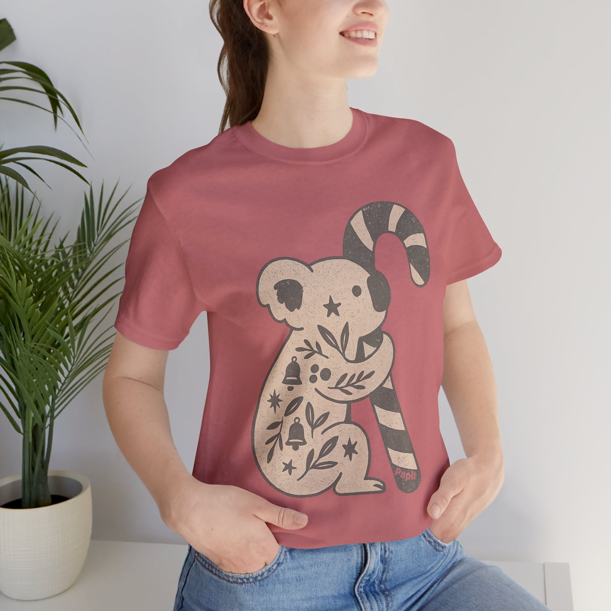 G'day Koala Christmas Tee, Cosy Botanical Unisex Aussie Holiday Shirt