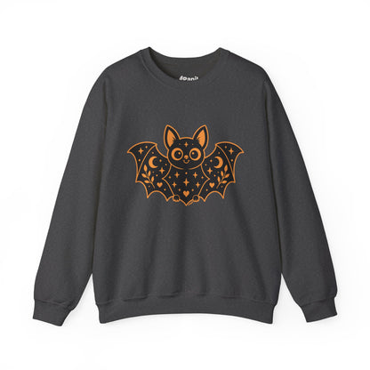 Moonlit Magic — Cute Purple Bat Halloween Crewneck Sweatshirt Dark Heather