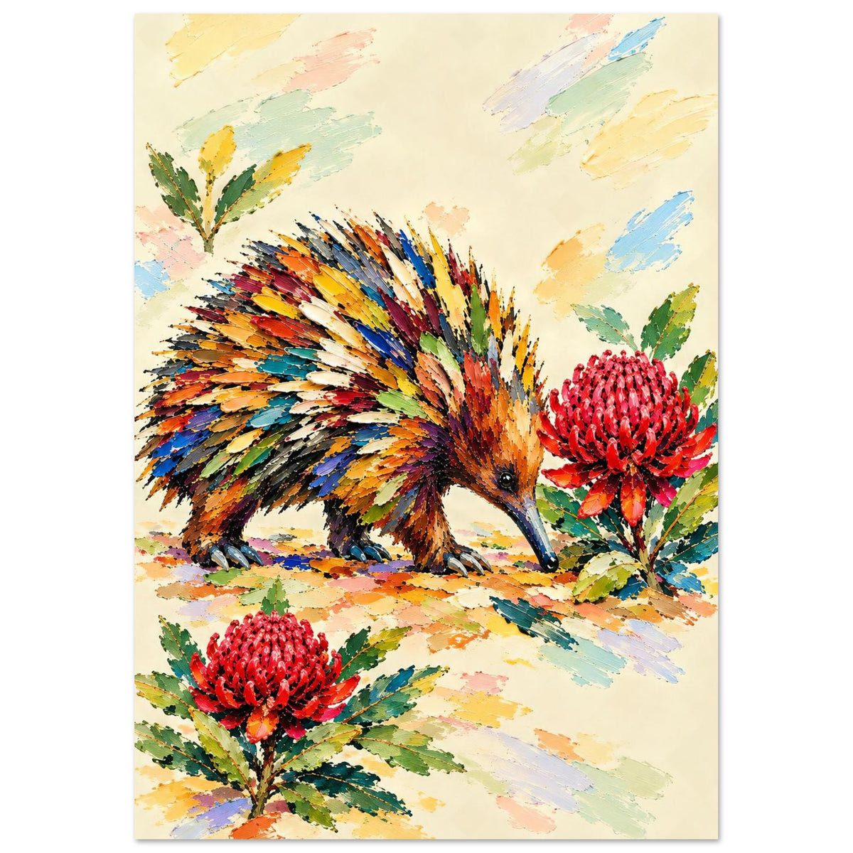 Echidna Painted Australian Animal Fine Art Poster A2 (42 x 59.4 cm)