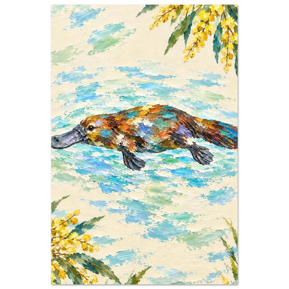 Platypus Painted Australian Animal Fine Art Poster 60x90 cm 24x36″