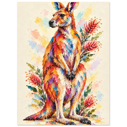 Kangaroo Painted Australian Animal Fine Art Poster 60x80 cm 24x32″