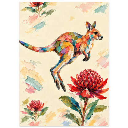Wallaby Painted Australian Animal Fine Art Poster 13x18 cm 5x7″