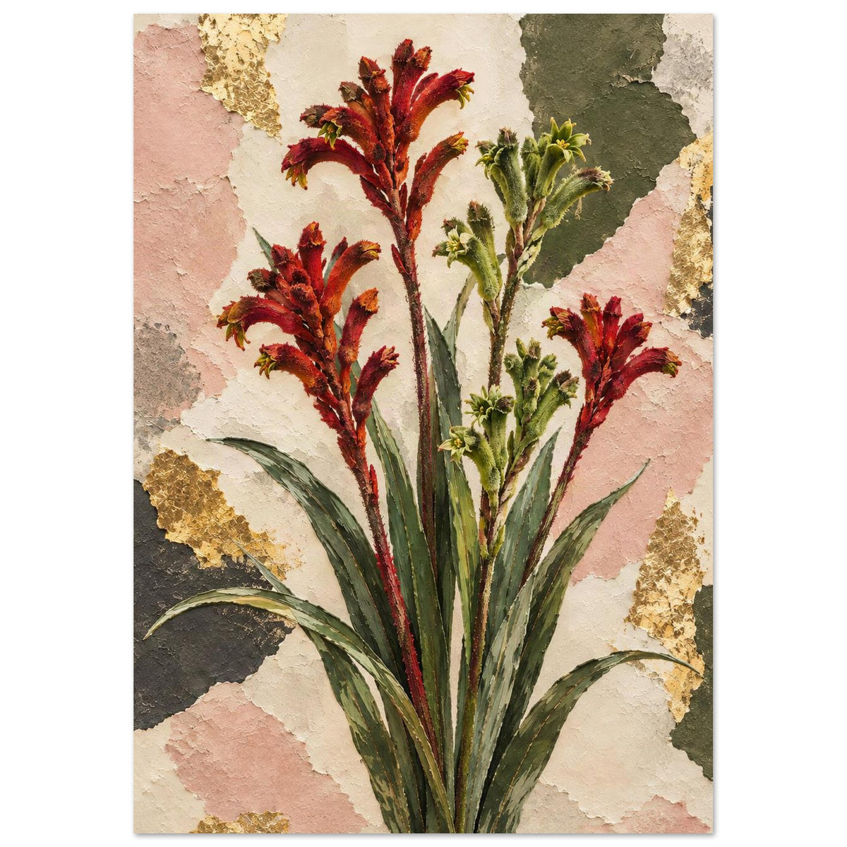 Kangaroo Paw Australian Native Flower Fine Art Poster 21x29.7 cm 8x12"