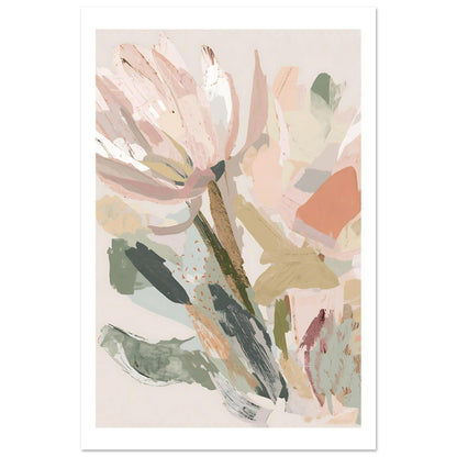 Abstract Floral Canvas Wall Art Print | Modern Minimalist Botanical Painting 60x90 cm 24x36″