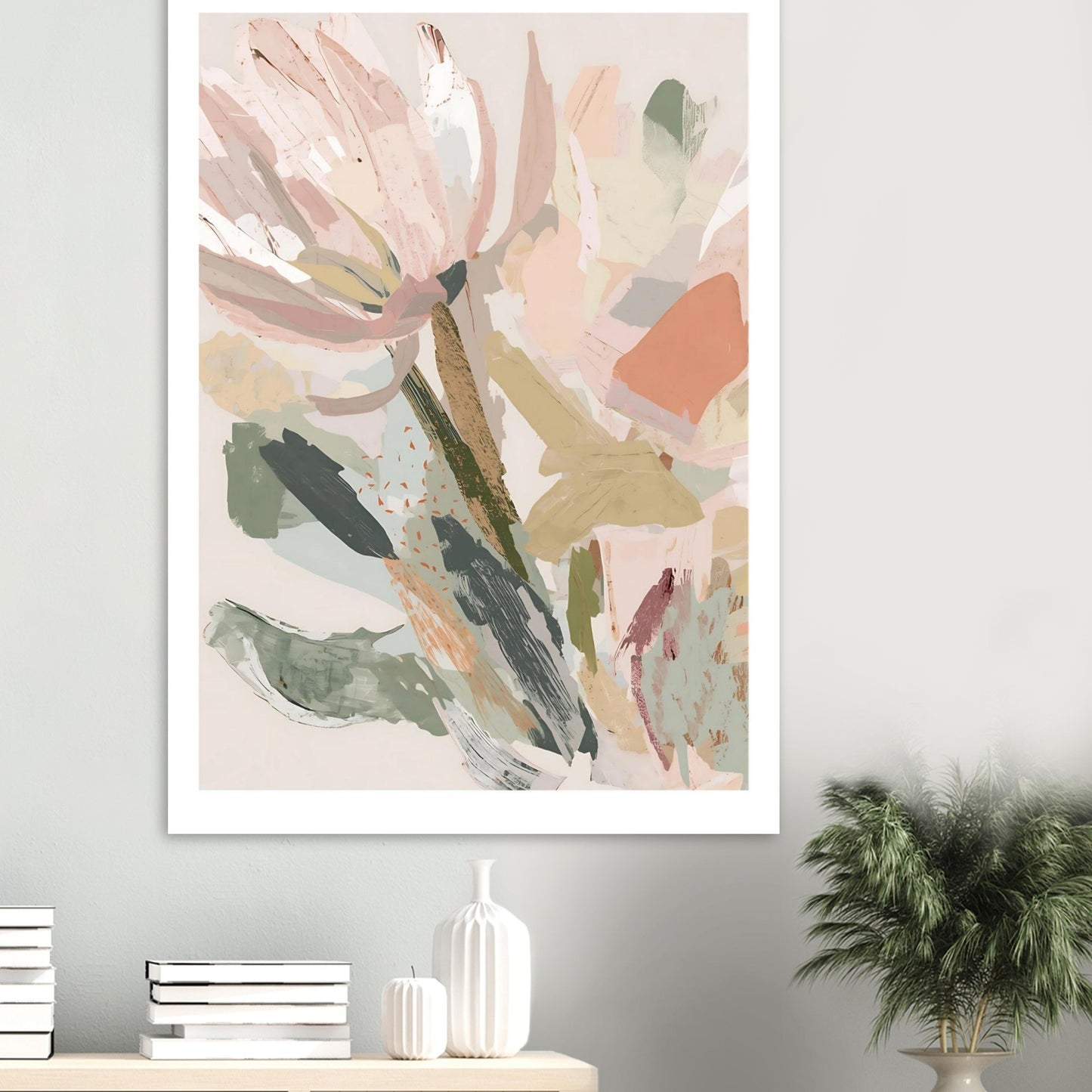 Abstract Floral Canvas Wall Art Print | Modern Minimalist Botanical Painting