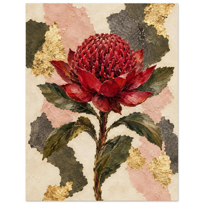 Waratah Australian Native Flower Fine Art Poster 27x35 cm 11x14″