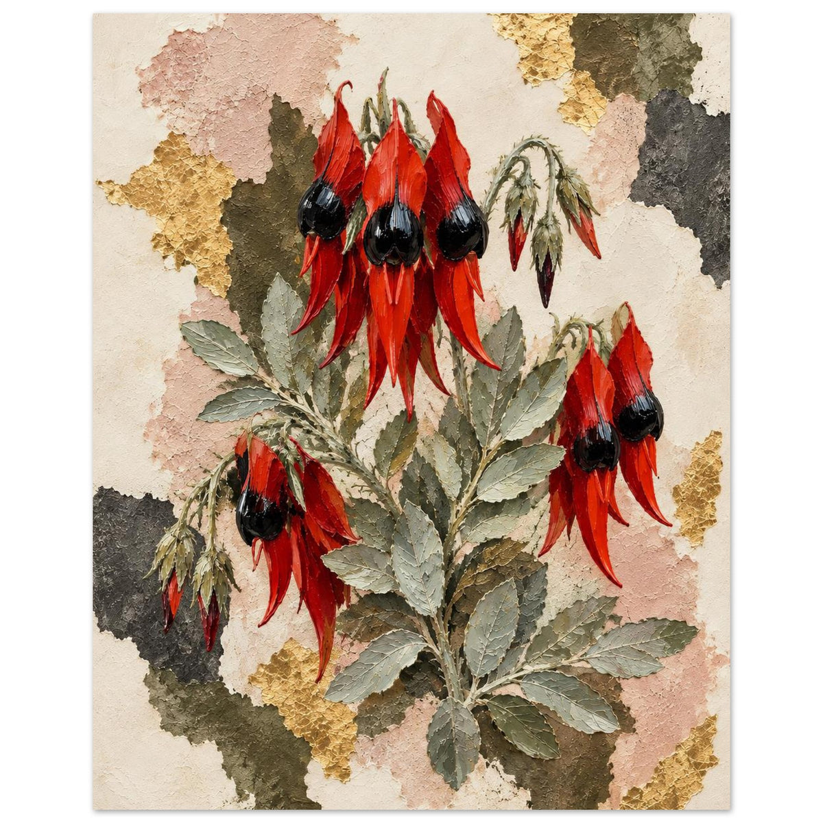 Sturt's Desert Pea Australian Native Flower Fine Art Poster 20x25 cm 8x10″