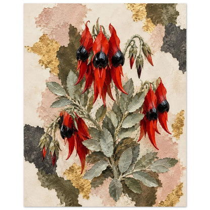 Sturt's Desert Pea Australian Native Flower Fine Art Poster 20x25 cm 8x10″
