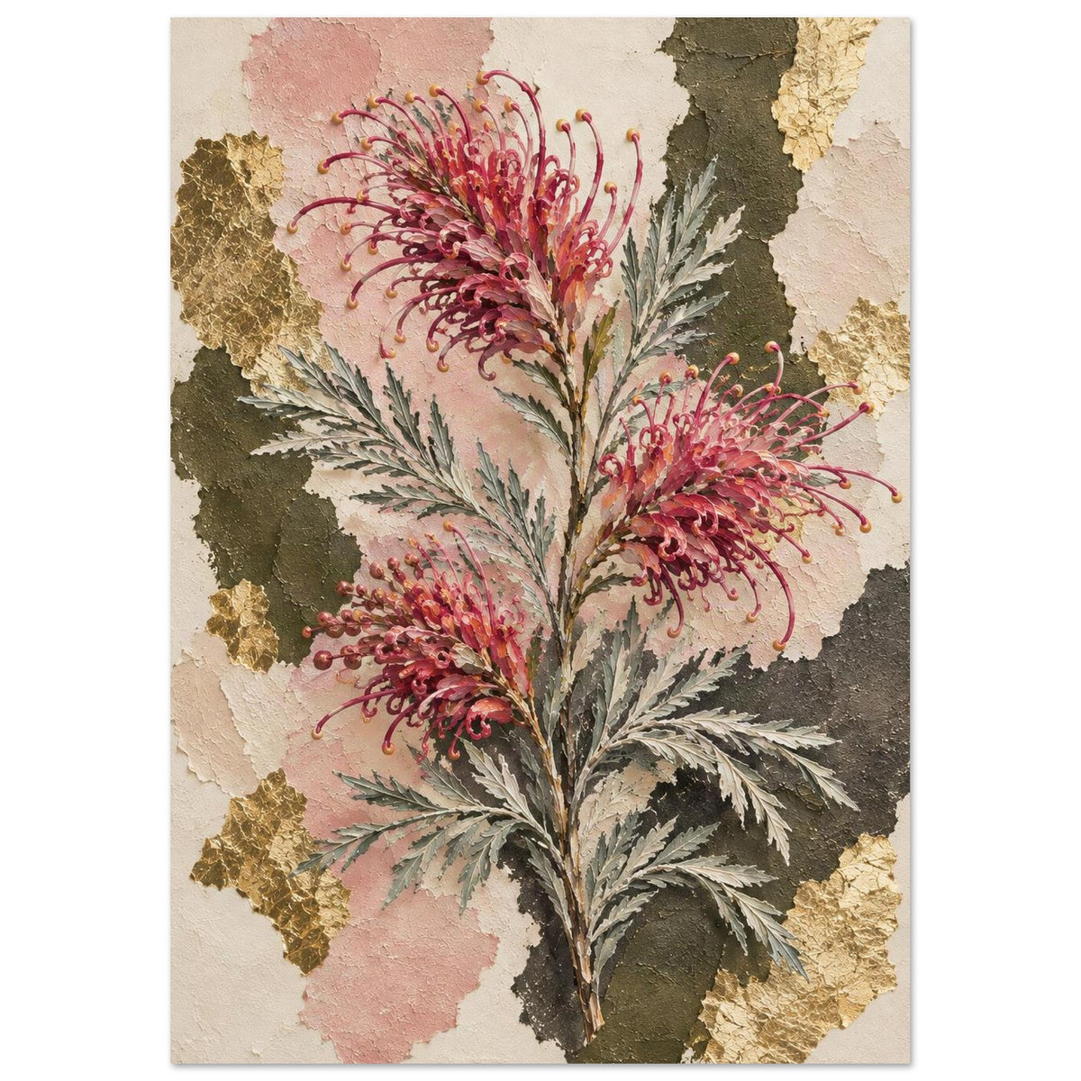 Grevillea Australian Native Flower Fine Art Poster 21x29.7 cm 8x12"