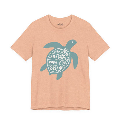 Shell Yeah! Floral Sea Turtle Unisex Graphic Tee Heather Peach