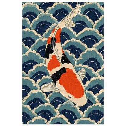 Koi Wave Japanese Art Wall Poster 30x45 cm 12x18″