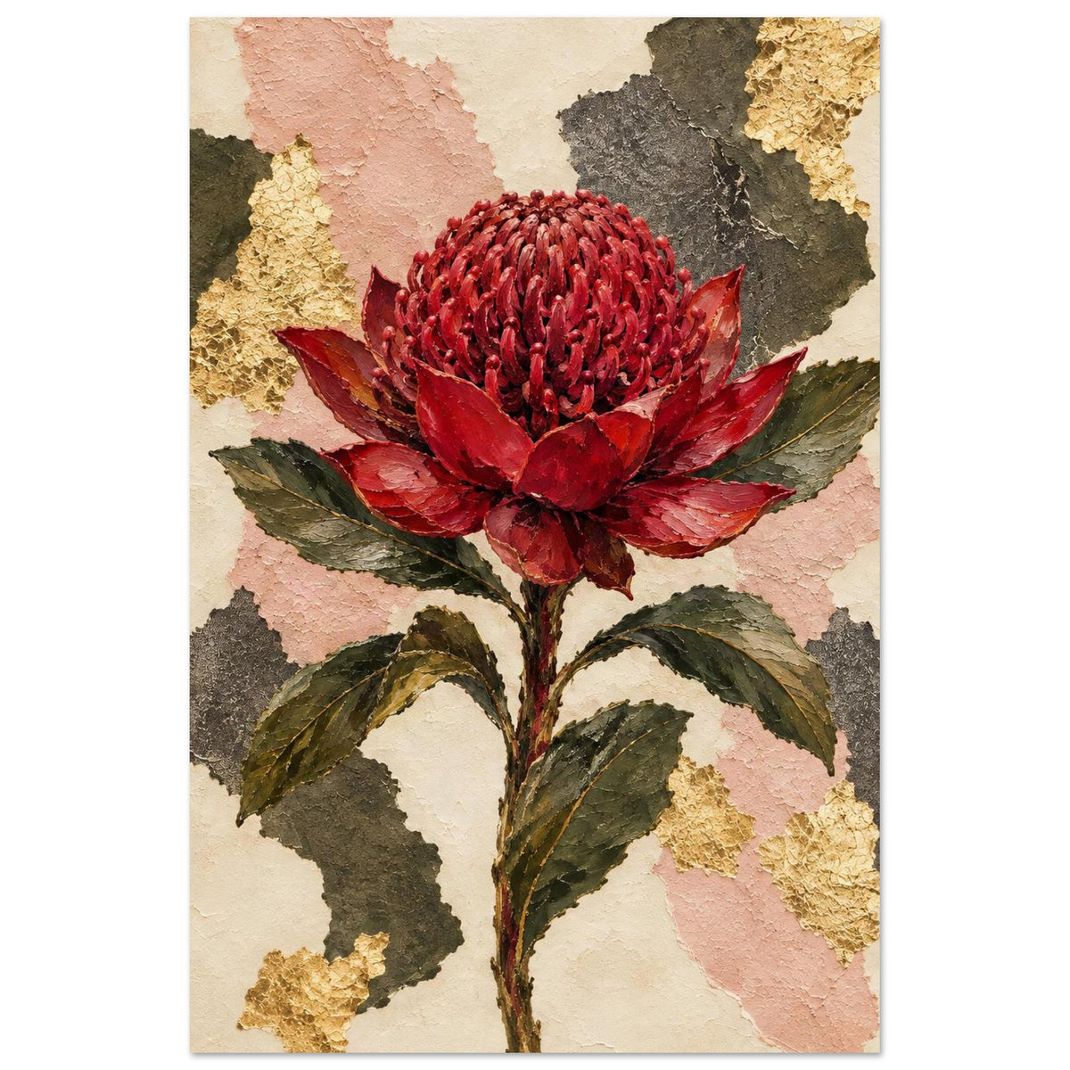 Waratah Australian Native Flower Fine Art Poster 60x90 cm 24x36″