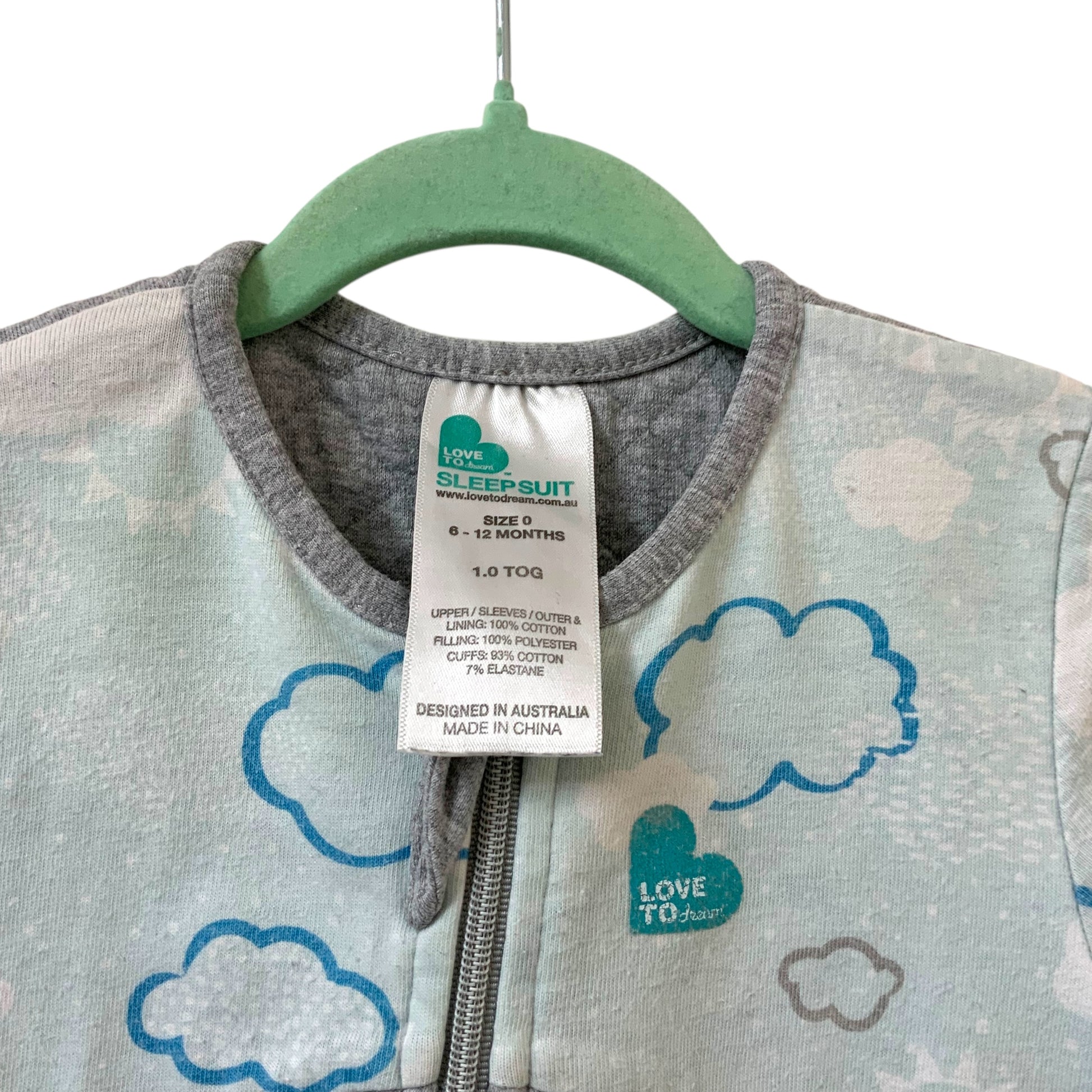 Love to Dream Baby Sleep Suit 1.0 TOG Short Sleeve | Size 0 (6–12M)