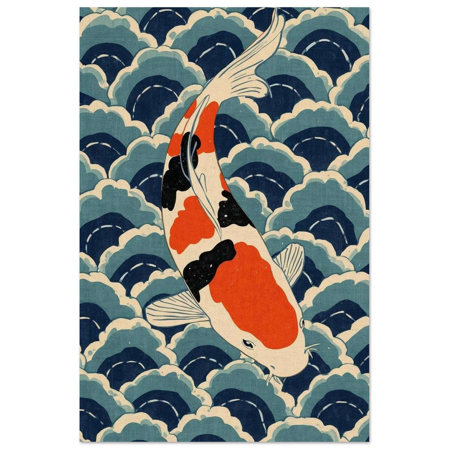 Koi Wave Japanese Art Wall Poster 60x90 cm 24x36″