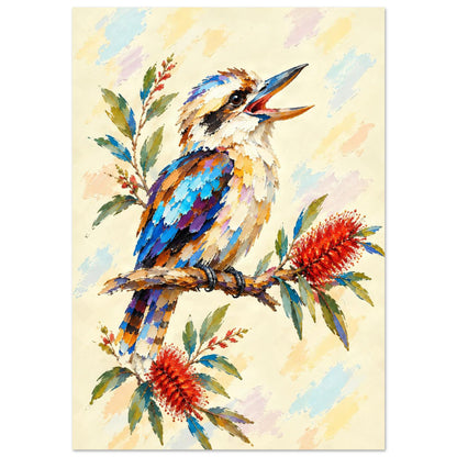 Kookaburra Painted Australian Animal Fine Art Poster A1 (59.4 x 84.1 cm)
