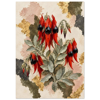 Sturt's Desert Pea Australian Native Flower Fine Art Poster A2 (42 x 59.4 cm)