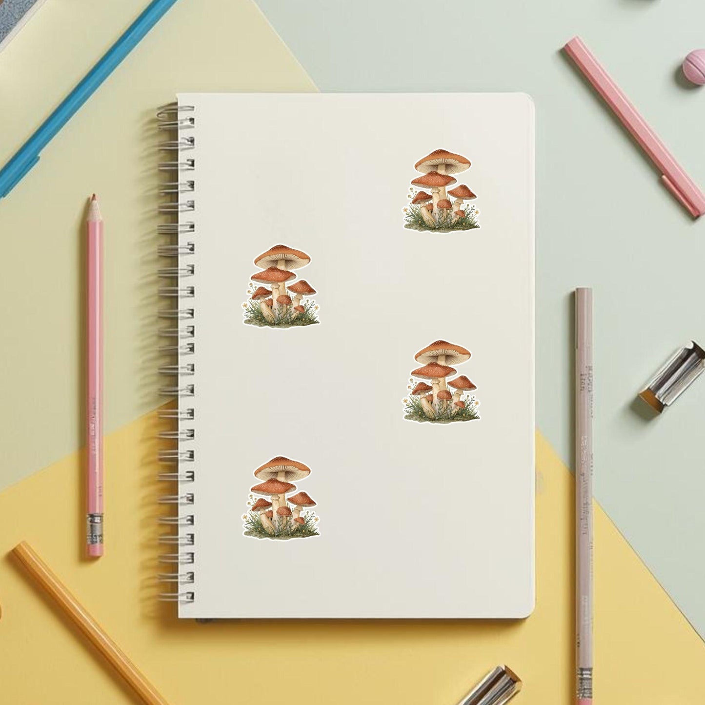 Woodland Mushroom Cluster | Cottagecore | White Satin Vinyl | Kiss-Cut Sticker
