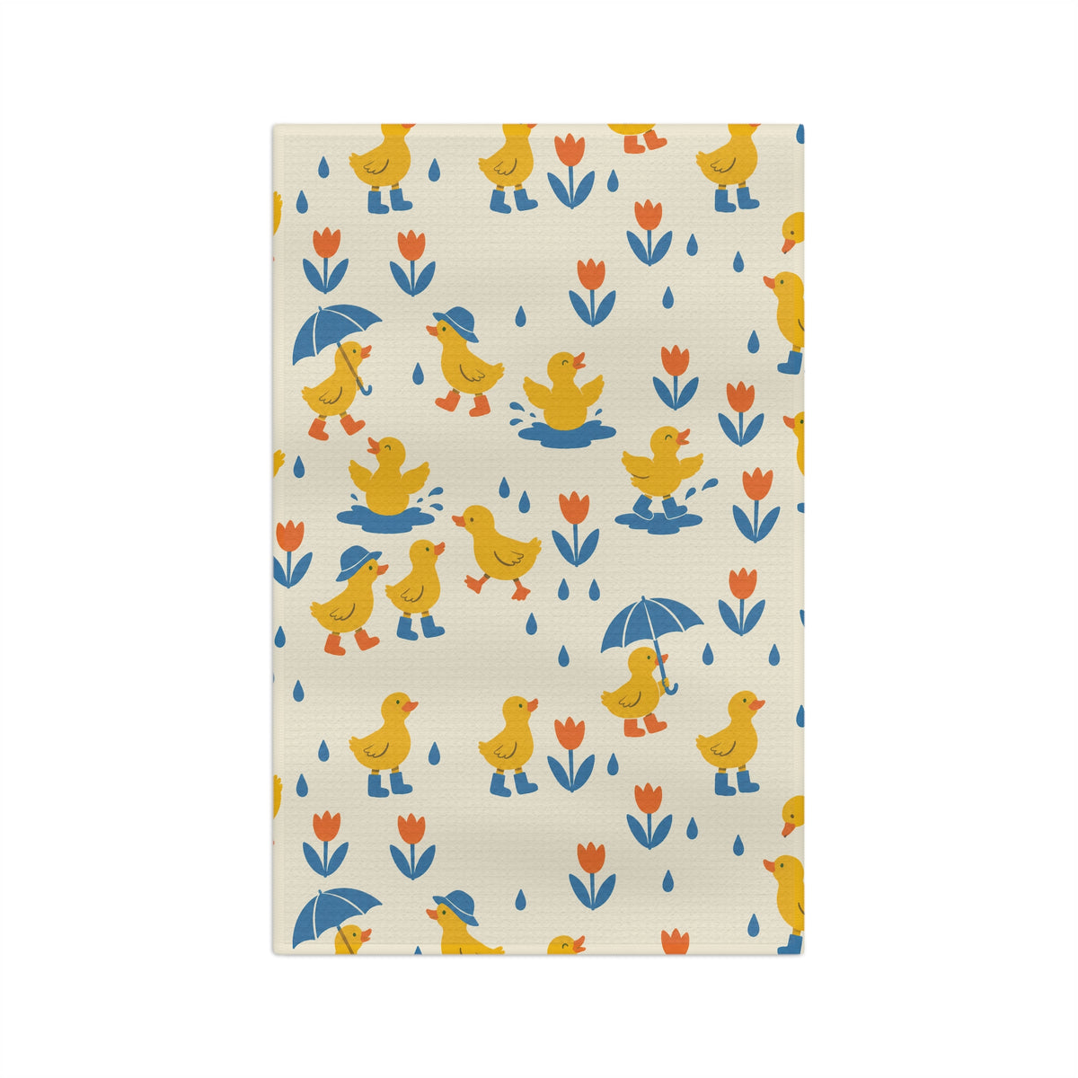 Rainy Day Ducklings Tea Towel | Quick-Dry Microfibre Kitchen Towel 16'' × 25''