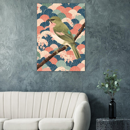 Songbird Serenity Japanese Art Wall Poster