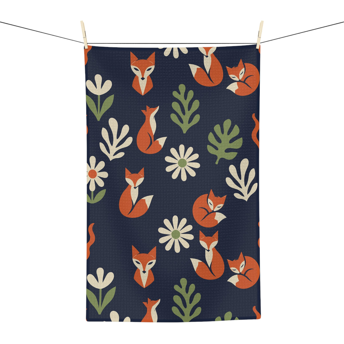 Fox & Daisy Navy Tea Towel | Quick-Dry Microfibre Kitchen Towel