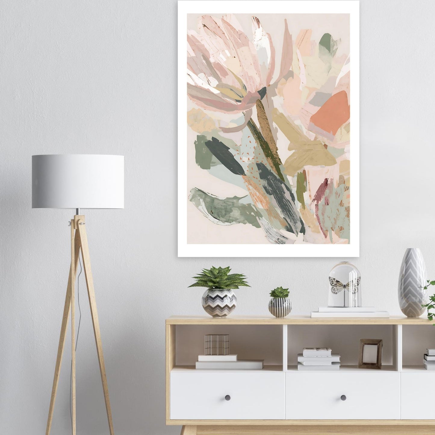 Abstract Floral Canvas Wall Art Print | Modern Minimalist Botanical Painting
