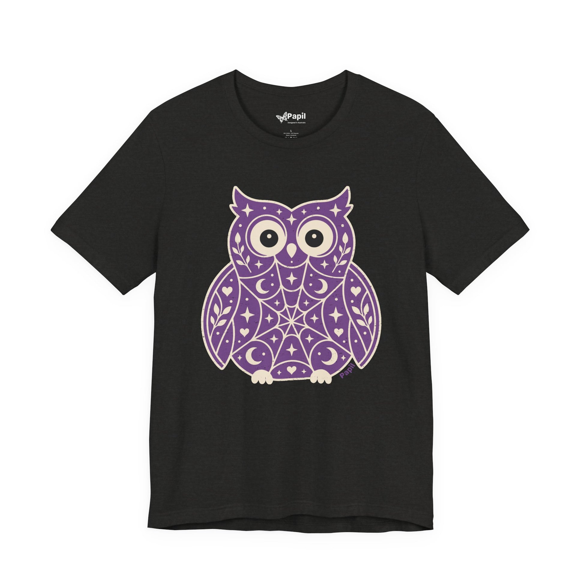 Enchanted Owl Halloween Tee, Whimsical Woodland Graphic (Green)