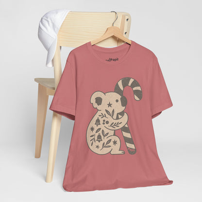 G'day Koala Christmas Tee, Cosy Botanical Unisex Aussie Holiday Shirt