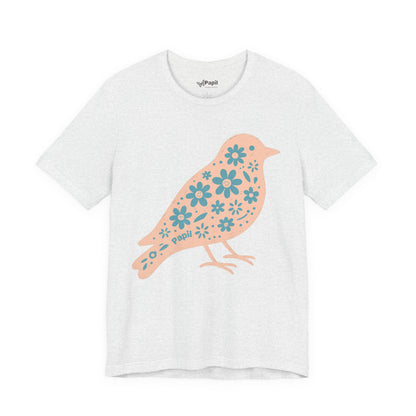 Little Bird, Big Charm — Floral Spring Bird Unisex Graphic Tee Ash