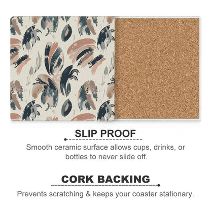 Earthbound Brush Abstract Coasters — US-Made, Set of 4
