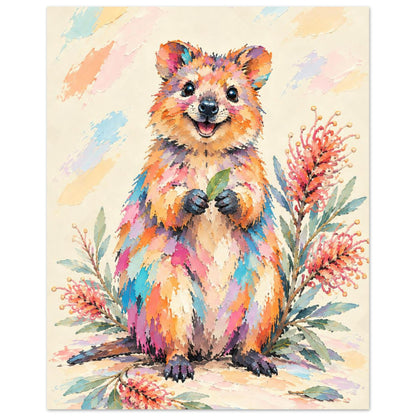 Quokka Painted Australian Animal Fine Art Poster 20x25 cm 8x10″